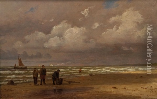 Crevettenfischer An Der Hollandischen Kuste Oil Painting - Albert Halle