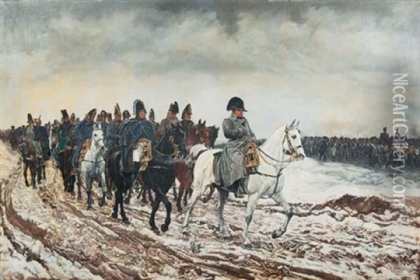 Napoleon, La Campagne De France De 1814 Oil Painting - Ernest Meissonier