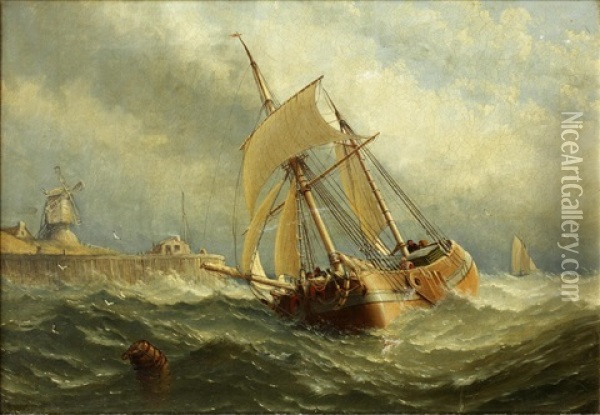 A Dutch Galliott Oil Painting - Stuart Henry Bell