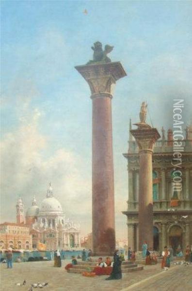 A Venetian Piazza Oil Painting - William Logsdail