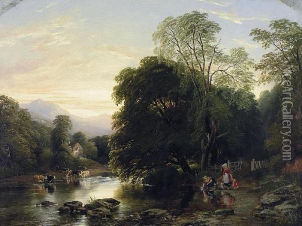 River Scenery Oil Painting - Arthur Perigal