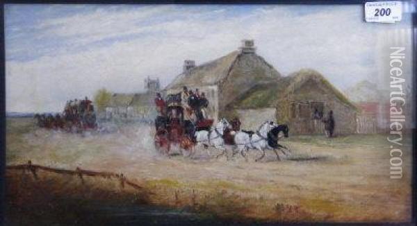 The Passing Coaches. Oil Painting - John Charles Maggs