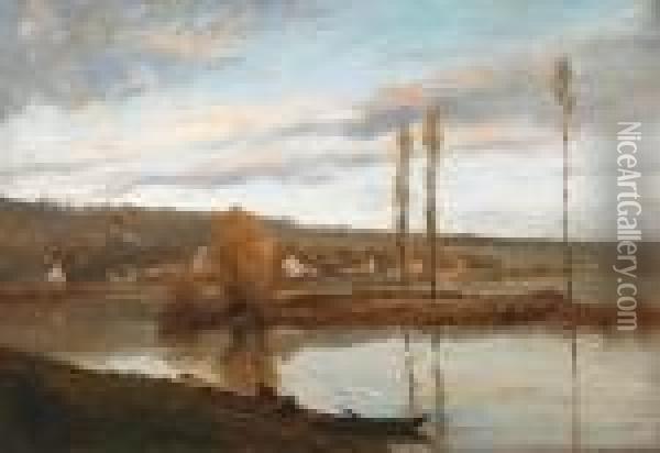 Seine A Bougival Oil Painting - Gustave Courbet
