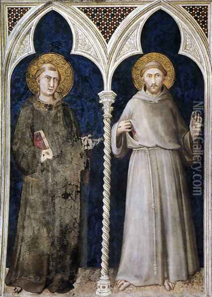St Anthony of Padua and St Francis 1317 Oil Painting - Louis de Silvestre