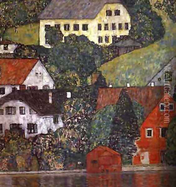 Houses In Unterach On The Attersee Oil Painting - Gustav Klimt