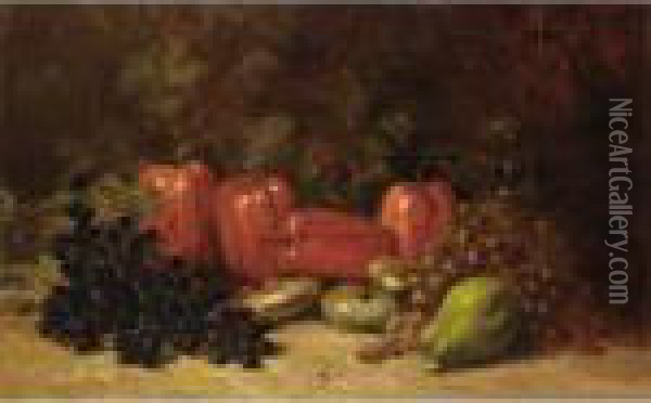 Coppia Di Natura Morte Con Frutta E Verdura Oil Painting - Carlo Pellegrini