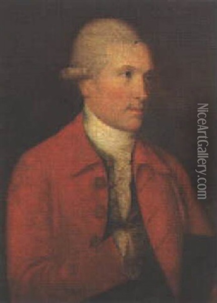 Portrait Of James Johnstone, A Red Coat And A Green Waistcoat Oil Painting - John Thomas (Seaton) Seton