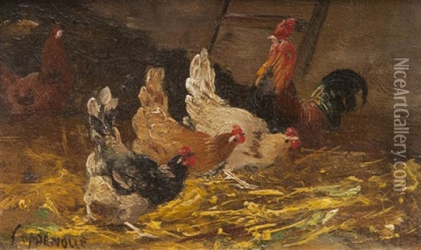 Poulailler Oil Painting - Jacques Van Coppenolle