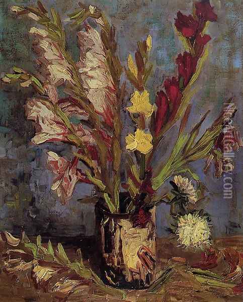 Vase with Gladioli Oil Painting - Vincent Van Gogh