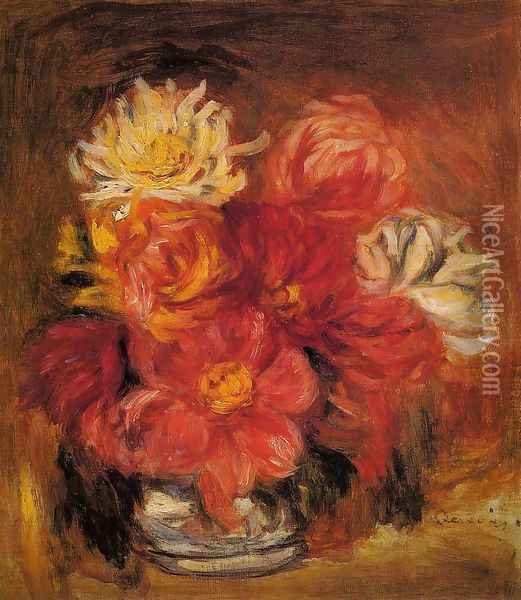 Dahlias Oil Painting - Pierre Auguste Renoir