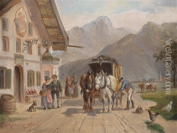 Die Post Von Schliersee Oil Painting - Ludwig Mueller-Cornelius