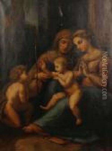 The Madonna And Child With Saint John And Elizabeth Oil Painting - Raphael (Raffaello Sanzio of Urbino)
