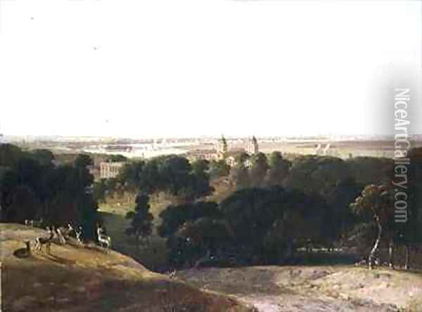 A View of London From Greenwich Park Oil Painting - William Daniell RA