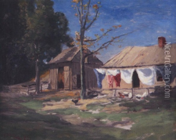 Wash Day Oil Painting - Franklin B. De Haven