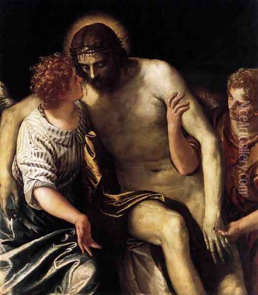 Dead Christ Supported by Two Angels Oil Painting - Paolo Veronese (Caliari)