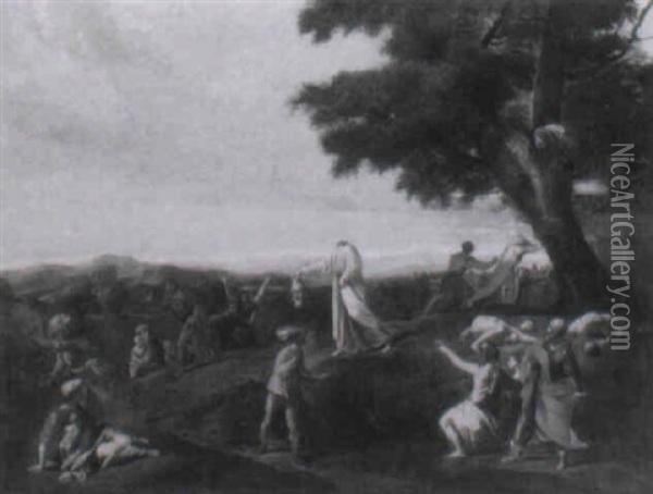 St. Denis Effrayant Ses Bourreaux Avec Sa Tete Oil Painting - Nicolas Poussin