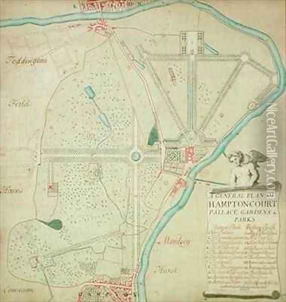 A General Plan of Hampton Court Palace Gardens and Parks Oil Painting - Charles Bridgeman