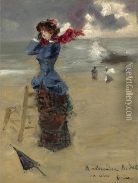 Elegante Sur La Plage Oil Painting - Jean-Louis Forain
