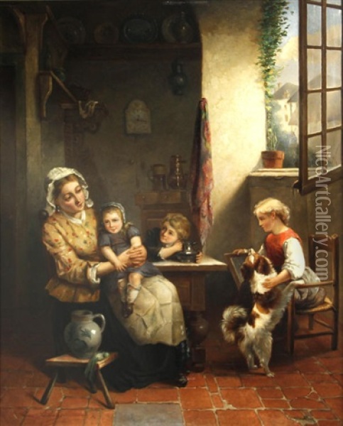 In The Kitchen Oil Painting - Hendrick Joseph Dillens