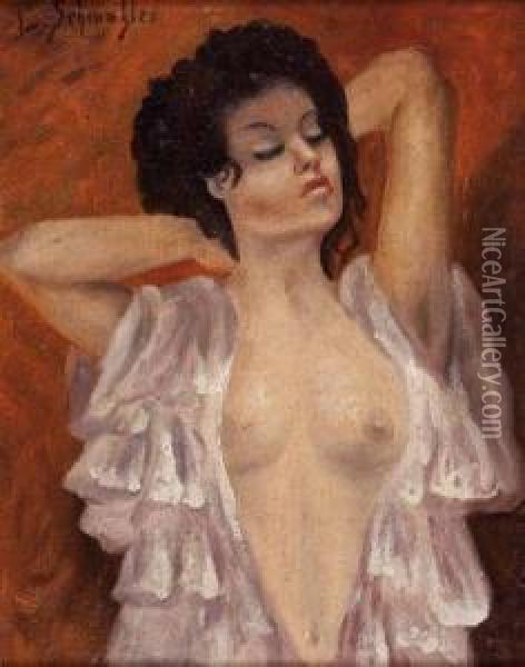Weiblicherakt Oil Painting - Leopold Schmutzler