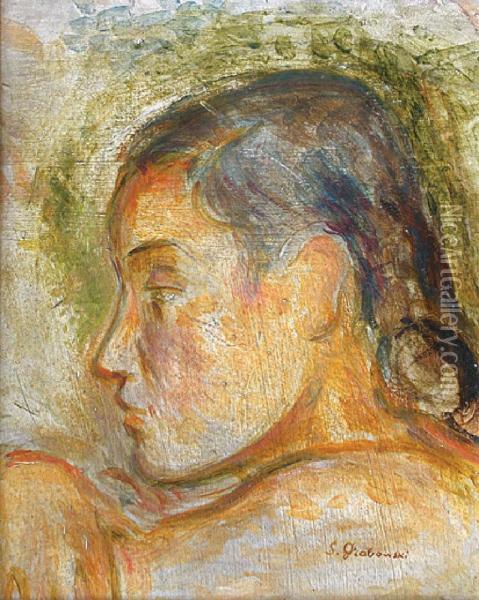 Portrait De Jeune Fille Oil Painting - Stanislaw / Stanislas Grabowski