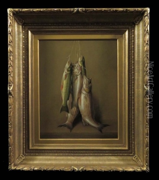Trompe L'oeil Still Life Fish Oil Painting - Susan Catherine Waters