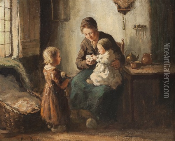 Mutter Mit Kleinen Kindern Oil Painting - Andries van den Berg