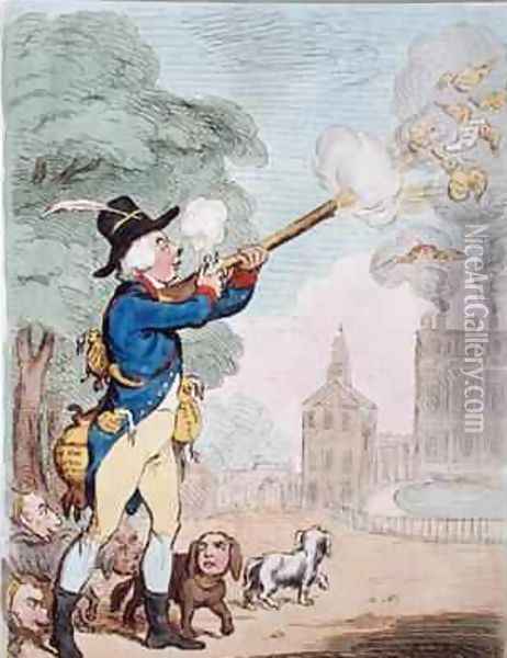 A Good Shot or Billy Ranger the Game Keeper in a fine Sporting Country Oil Painting - James Gillray