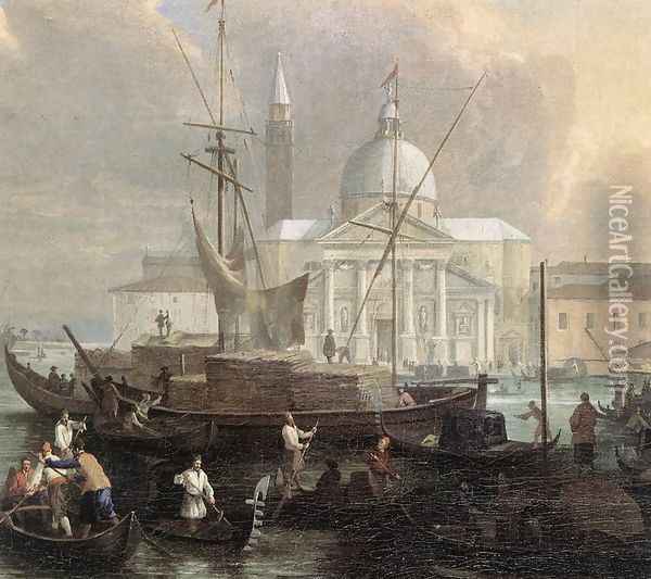 The Sea Custom House With San Giorgio Maggiore (detail) Oil Painting - Luca Carlevaris