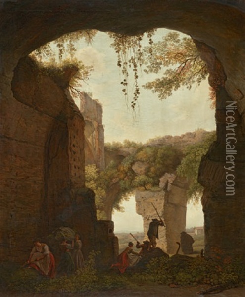 Les Thermes De Caracalla Oil Painting - Abraham Louis Rodolphe Ducros