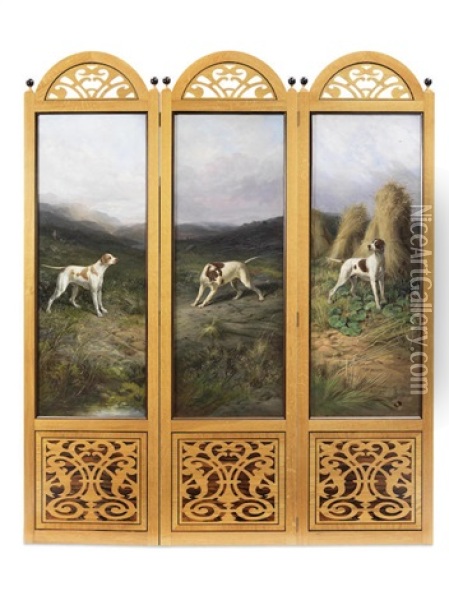 A Set Of Three Portraits Of The Champion Pointers Oil Painting - George Earl