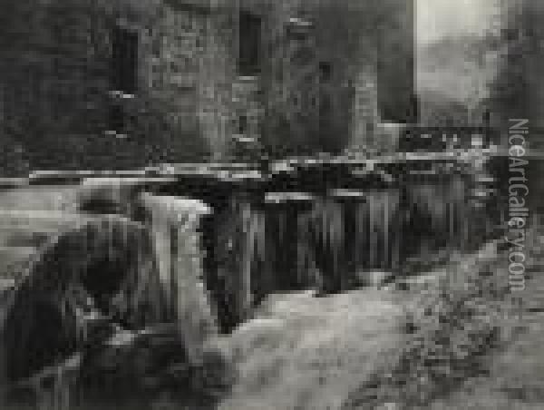 Water Mill In Winter Oil Painting - Leonard Misonne