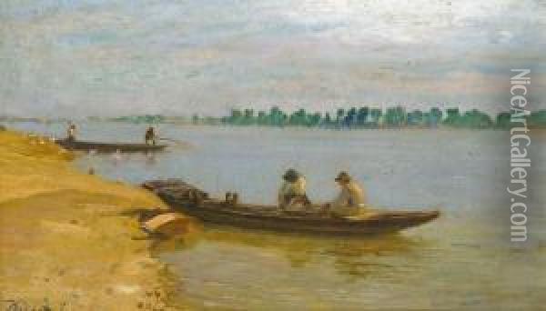 Tiszai Halaszok Oil Painting - Eugen Karpathy