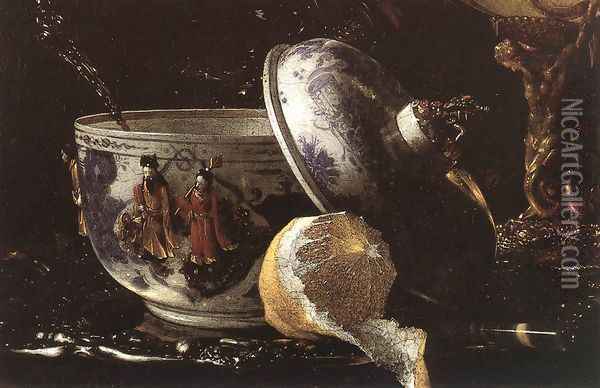 Still-Life with a Nautilus Cup (detail) 1662 Oil Painting - Willem Kalf