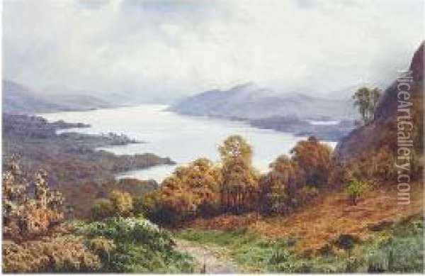 Extensive Lake Landscape Oil Painting - Edward Horace Thompson