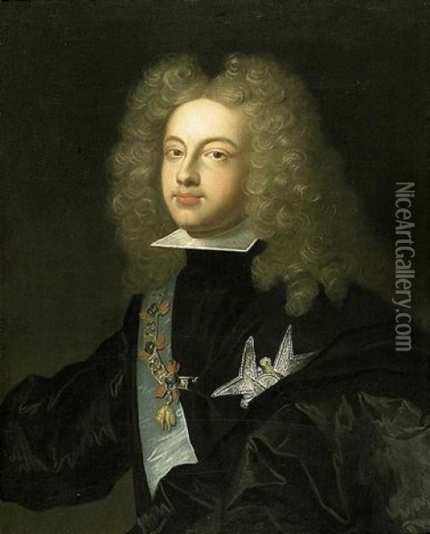 Portrait De Gentilhomme Portant La Chaine De La Toison D'or Oil Painting - Hyacinthe Rigaud