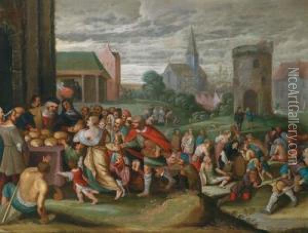 Le Sette Opere Della Misericordia Oil Painting - Frans III Francken