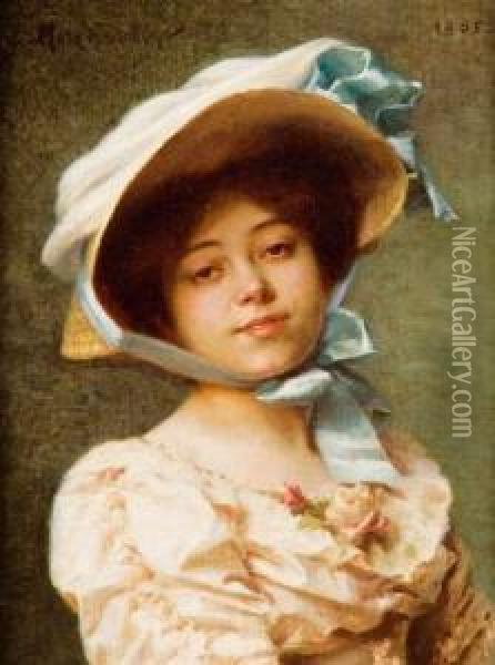 Portrait D'elegante, 1905 Oil Painting - Emile Pierre Metzmacher