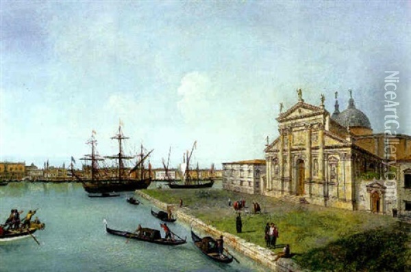 View Of San Giorgio Maggiore, Venice, The Palazzo Ducale In The Distance Oil Painting - Michele Marieschi