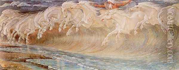 The Horses of Neptune Oil Painting - Walter Crane