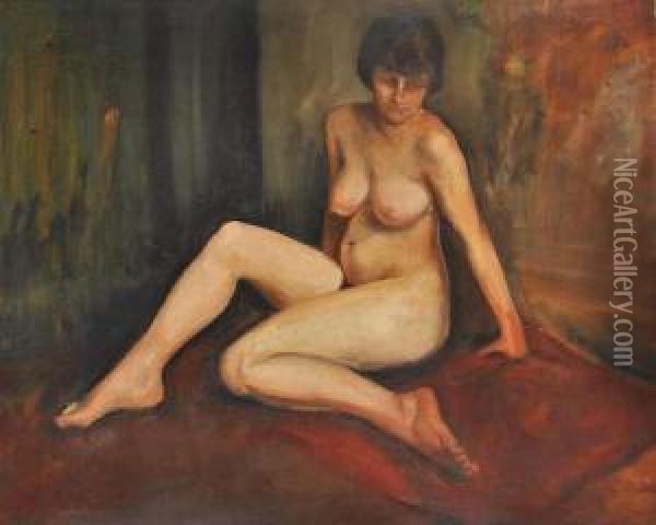 A Female Nude Oil Painting - Hugo Steiner-Prag