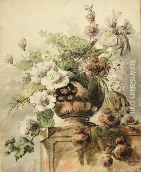 Bouquet De Fleurs Sur Un Entablement Oil Painting - Jan Van Huysum