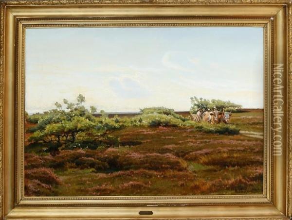 A Moor Scenery From Jutland Province, Denmark Oil Painting - Hans Ludvig Smidth