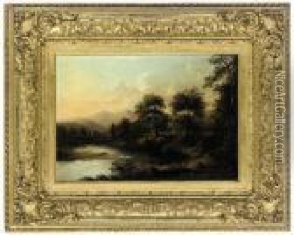 A Wooded River Landscape With Figures Oil Painting - Alexander Nasmyth