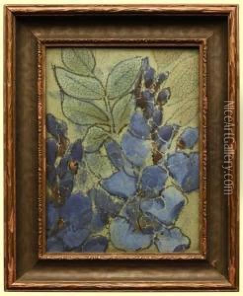 A Rookwood Floral Tile Lupine Oil Painting - Sarah Alice Toohey