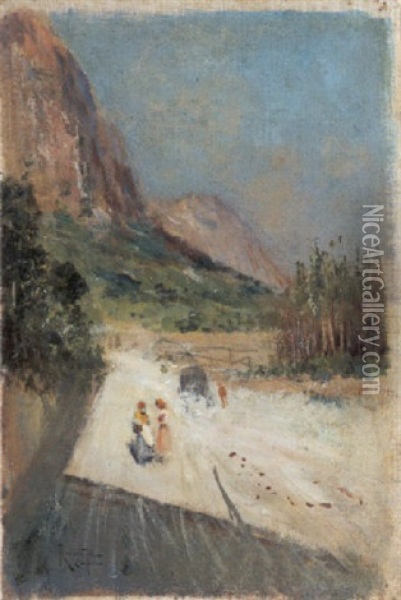 Scorcio Di Capri Oil Painting - Oscar Ricciardi