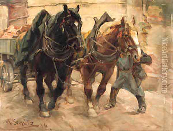 Loading the Wagon Oil Painting - Heinrich Schutz
