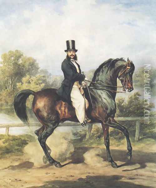 Equestrian Portrait of Aleksander Tykiel Oil Painting - Juliusz Kossak