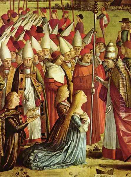 The Pilgrims Meet the Pope (detail 1) Oil Painting - Vittore Carpaccio