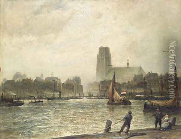 Rotterdam, seen from Fyenoord Oil Painting - Cornelis Christiaan Dommelshuizen